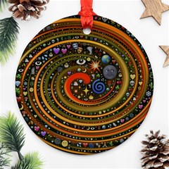 Swirl Vortex Emoji Cyclone Motion Art Round Ornament (two Sides) by Paksenen