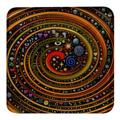 Swirl Vortex Emoji Cyclone Motion Art Square Glass Fridge Magnet (4 Pack) by Paksenen