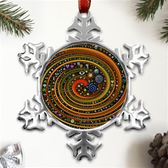 Swirl Vortex Emoji Cyclone Motion Art Metal Small Snowflake Ornament by Paksenen