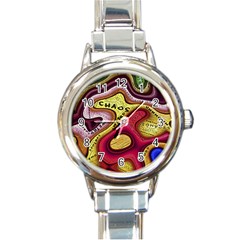 Chaos Unknown Unfamiliar Strange Round Italian Charm Watch by Paksenen