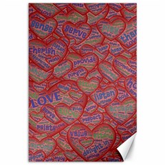 Love Hearts Valentines Connection Canvas 12  X 18  by Paksenen