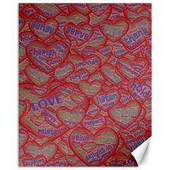 Love Hearts Valentines Connection Canvas 11  X 14  by Paksenen