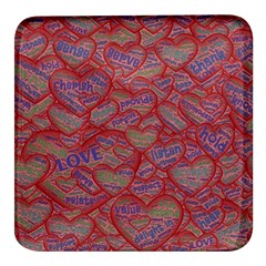 Love Hearts Valentines Connection Square Glass Fridge Magnet (4 Pack) by Paksenen