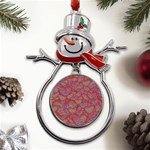 Love Hearts Valentines Connection Metal Snowman Ornament Front