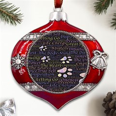 Footprints Path Mystery Unknown Metal Snowflake And Bell Red Ornament by Paksenen