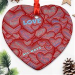 Love Hearts Valentine Red Symbol Ornament (Heart) Front