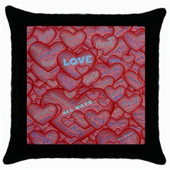 Love Hearts Valentine Red Symbol Throw Pillow Case (black) by Paksenen