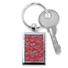 Love Hearts Valentine Red Symbol Key Chain (rectangle) by Paksenen