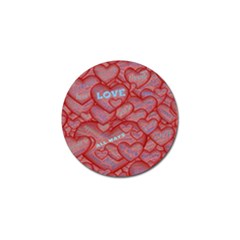 Love Hearts Valentine Red Symbol Golf Ball Marker by Paksenen