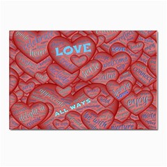 Love Hearts Valentine Red Symbol Postcard 4 x 6  (pkg Of 10) by Paksenen