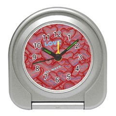 Love Hearts Valentine Red Symbol Travel Alarm Clock by Paksenen