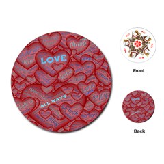 Love Hearts Valentine Red Symbol Playing Cards Single Design (round)