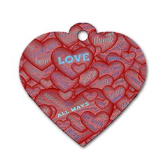 Love Hearts Valentine Red Symbol Dog Tag Heart (one Side) by Paksenen