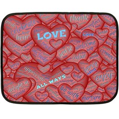 Love Hearts Valentine Red Symbol Two Sides Fleece Blanket (mini) by Paksenen