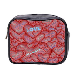 Love Hearts Valentine Red Symbol Mini Toiletries Bag (two Sides) by Paksenen