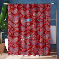 Love Hearts Valentine Red Symbol Shower Curtain 60  X 72  (medium)  by Paksenen