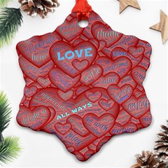 Love Hearts Valentine Red Symbol Ornament (snowflake)