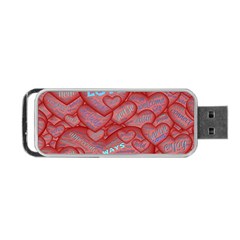 Love Hearts Valentine Red Symbol Portable Usb Flash (one Side) by Paksenen