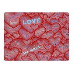 Love Hearts Valentine Red Symbol Two Sides Premium Plush Fleece Blanket (mini) by Paksenen