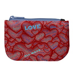 Love Hearts Valentine Red Symbol Large Coin Purse by Paksenen