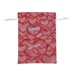 Love Hearts Valentine Red Symbol Lightweight Drawstring Pouch (s) by Paksenen