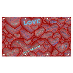 Love Hearts Valentine Red Symbol Banner And Sign 7  X 4  by Paksenen