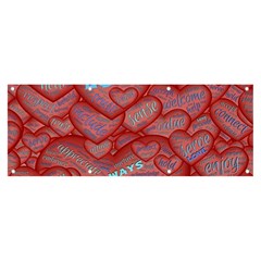 Love Hearts Valentine Red Symbol Banner And Sign 8  X 3  by Paksenen