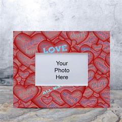 Love Hearts Valentine Red Symbol White Tabletop Photo Frame 4 x6  by Paksenen