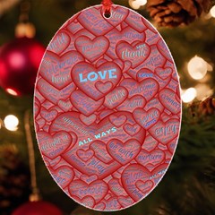 Love Hearts Valentine Red Symbol Uv Print Acrylic Ornament Oval by Paksenen