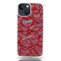 Love Hearts Valentine Red Symbol Iphone 13 Mini Tpu Uv Print Case by Paksenen