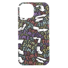 Time Nonlinear Curved Undirected Iphone 15 Black Uv Print Pc Hardshell Case by Paksenen