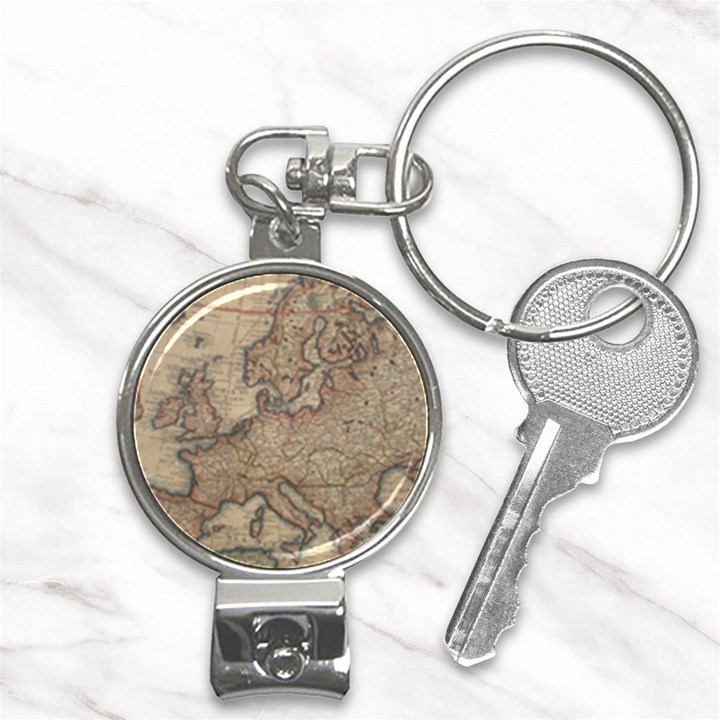 Old Vintage Classic Map Of Europe Nail Clippers Key Chain