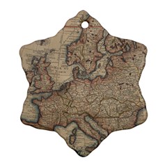 Old Vintage Classic Map Of Europe Snowflake Ornament (two Sides) by Paksenen