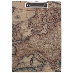 Old Vintage Classic Map Of Europe A4 Acrylic Clipboard by Paksenen