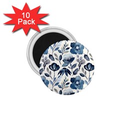 Indigo Watercolor Floral Seamless-pattern 1.75  Magnets (10 pack) 