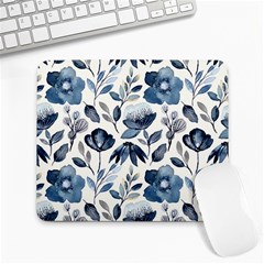 Indigo Watercolor Floral Seamless-pattern Large Mousepad