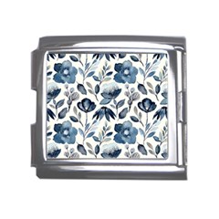 Indigo Watercolor Floral Seamless-pattern Mega Link Italian Charm (18mm)