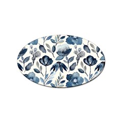 Indigo Watercolor Floral Seamless-pattern Sticker Oval (100 pack)