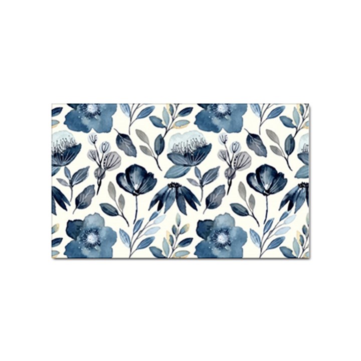 Indigo Watercolor Floral Seamless-pattern Sticker Rectangular (10 pack)