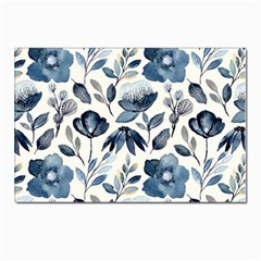 Indigo Watercolor Floral Seamless-pattern Postcards 5  x 7  (Pkg of 10)