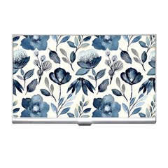 Indigo Watercolor Floral Seamless-pattern Business Card Holder