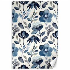 Indigo Watercolor Floral Seamless-pattern Canvas 12  x 18 