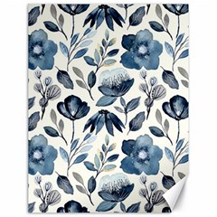 Indigo Watercolor Floral Seamless-pattern Canvas 18  x 24 