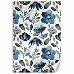 Indigo Watercolor Floral Seamless-pattern Canvas 20  x 30 