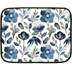 Indigo Watercolor Floral Seamless-pattern Fleece Blanket (Mini)