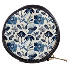 Indigo Watercolor Floral Seamless-pattern Mini Makeup Bag by Ket1n9