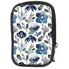 Indigo Watercolor Floral Seamless-pattern Compact Camera Leather Case