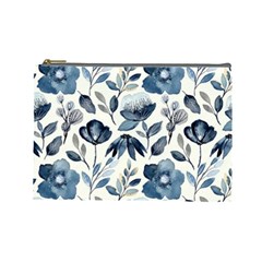 Indigo Watercolor Floral Seamless-pattern Cosmetic Bag (large) by Ket1n9