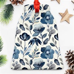 Indigo Watercolor Floral Seamless-pattern Bell Ornament (Two Sides)