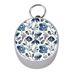 Indigo Watercolor Floral Seamless-pattern Mini Silver Compasses by Ket1n9